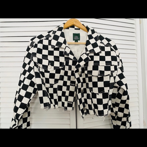checkered print jacket